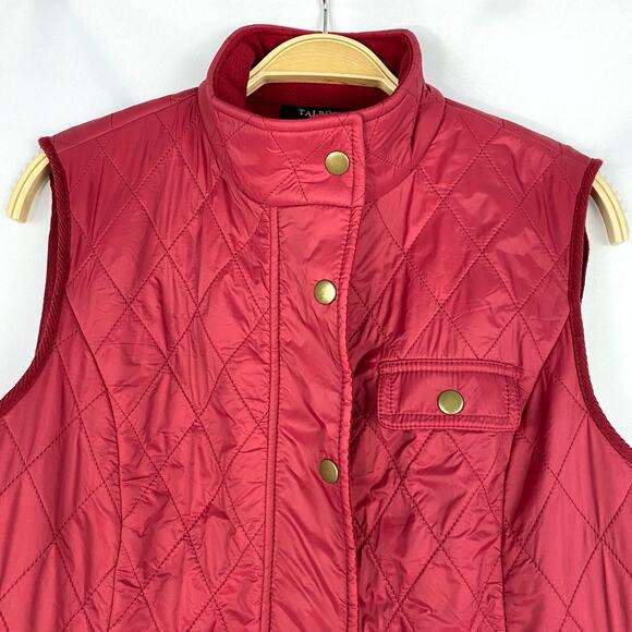 Talbots Quilted Chore Vest Women M Red Old Money Country Barn Adjustable Waist - Picture 4 of 10